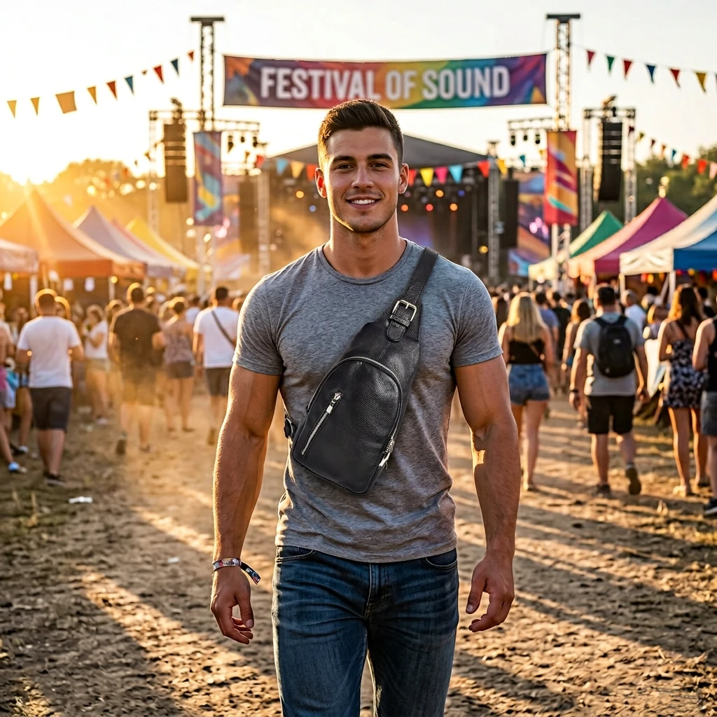 echt leren crossbody tijdloos model - Zwart