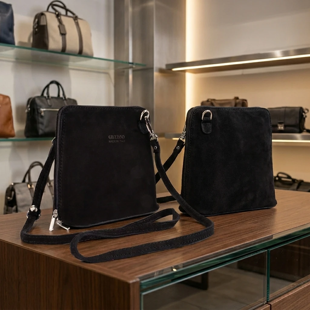 Klassieke suede schoudertas zwart - Concio