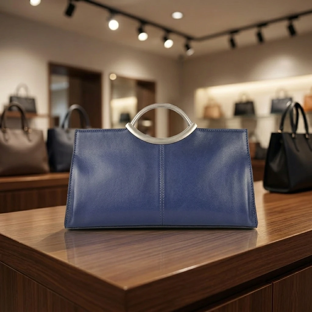 Roos Cadeaus - Luxe leren handtas blauw Orbetello