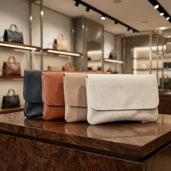 Soepel lederen schoudertas & clutch Bernalda