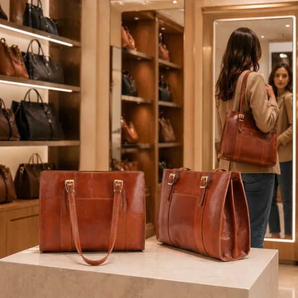 Stijlvolle Schoudettas Genua - Cognac DutchBagStore.nl