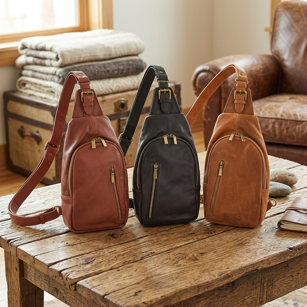 Stoere lederen rugtas en crossbody Ferrandina