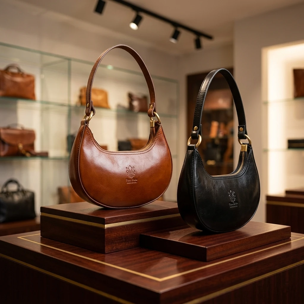 Trendy klassieke Vera Pelle schoudertas-Bella zwart en bruin