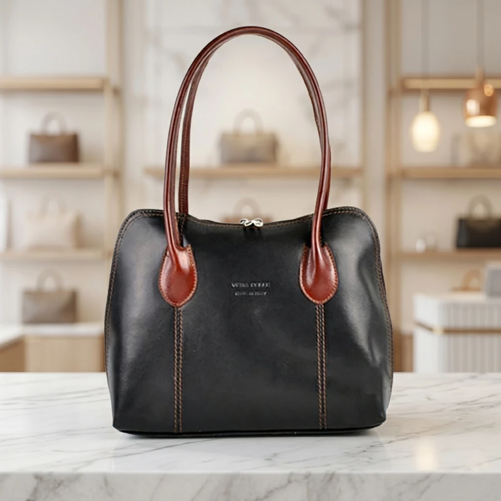 Roos Cadeaus - vera pelle tas Piombino - Bruin-Zwart