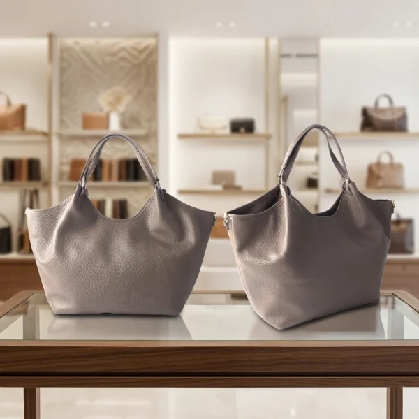 Leren Handtas Aliano – Grove Nerf Taupe
