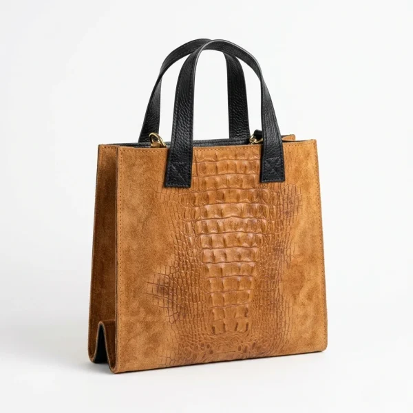 - Showmodel - Kroko leren dames handtas - ruime tas Cognac