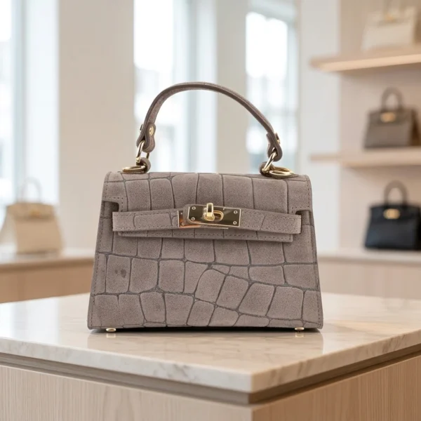 Elegante en tijdloze Croco-print handtas | Zacht Suède uitstraling Faeto